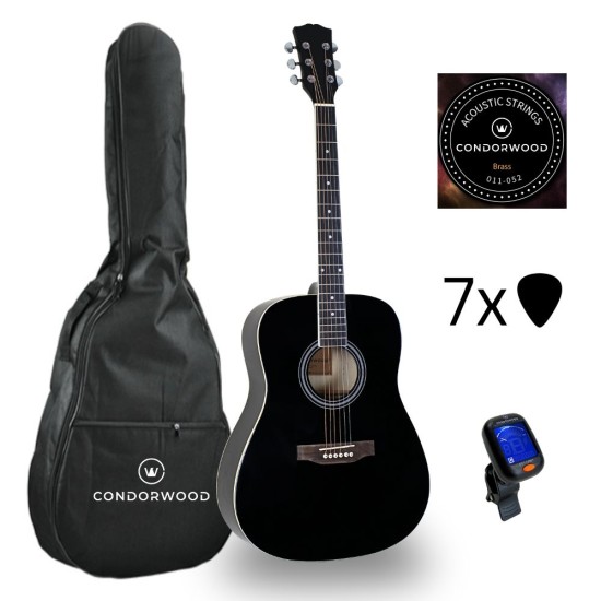 Condorwood AD-150 BK akustiskā ģitāra ar STARTER komplektu