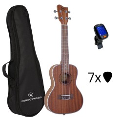 Condorwood UC-2420 koncerta ukulele ar STARTER komplektu