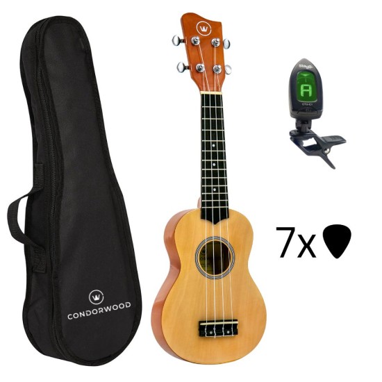 Condorwood US-2101 N soprāna ukulele ar STARTER komplektu