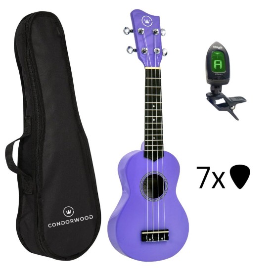 Condorwood US-2101 VTS soprāna ukulele ar STARTER komplektu