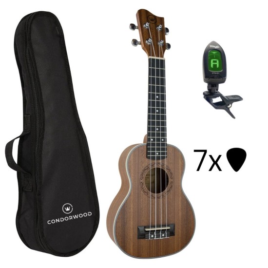 Condorwood US-2110 soprāna ukulele ar STARTER komplektu