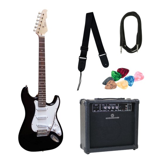 Elektriskā ģitāra ST5 BK ar GW15 komplektu Elektriskā ģitāra ST5 BK ar GW15 komplektu